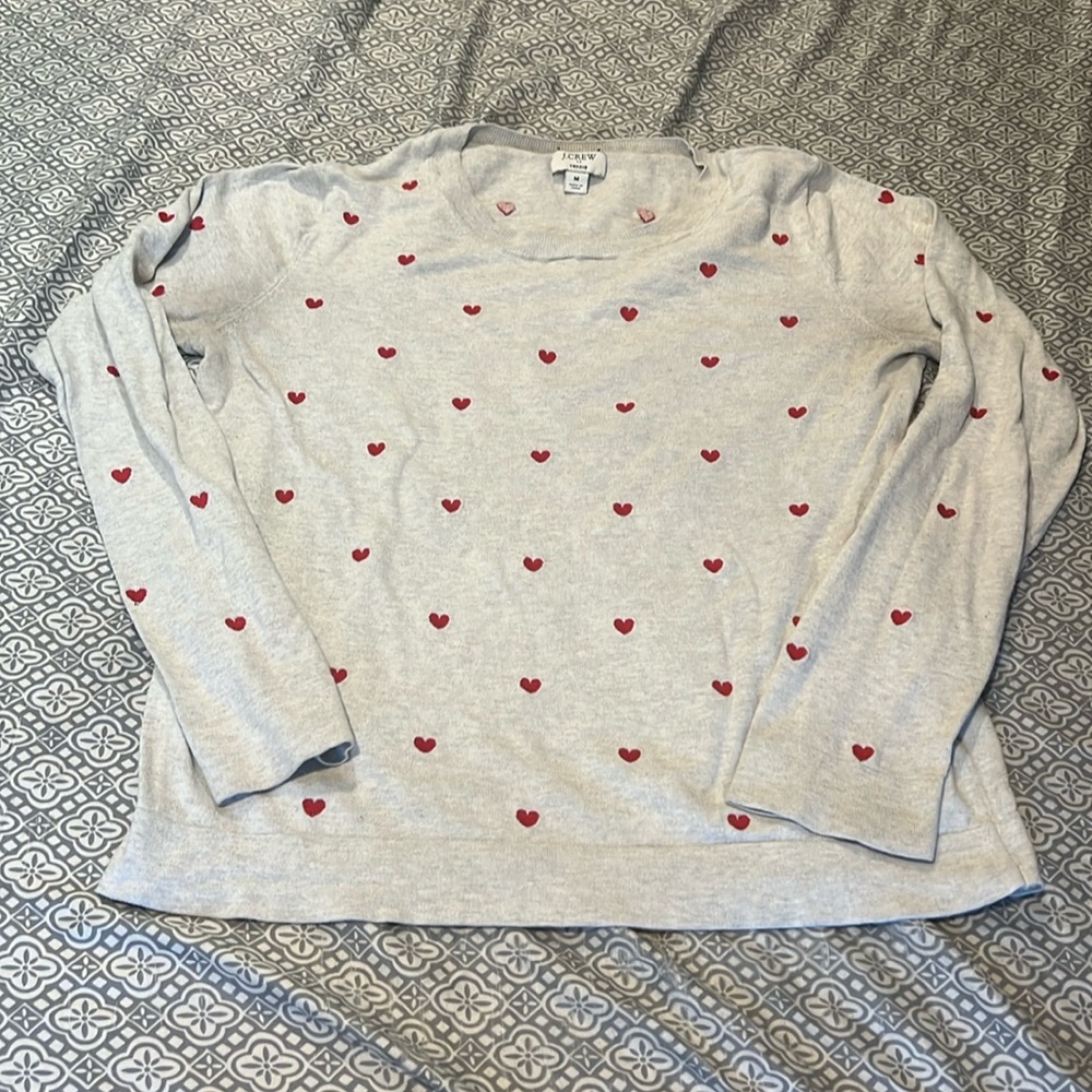 J. Crew Teddie Sweater with Hearts, Women’s Medium
